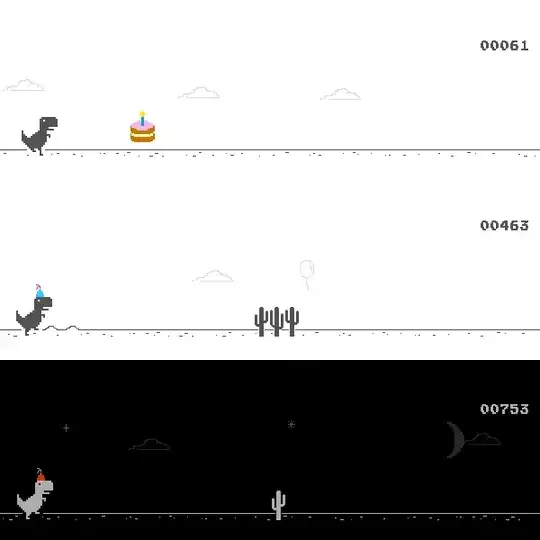 Cake, hat and ballon in the game (day and night)