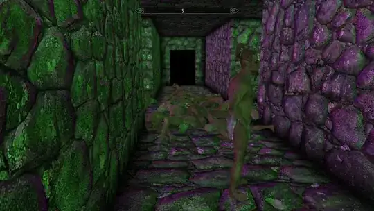 a strange tunnel with various rock textures on the wall