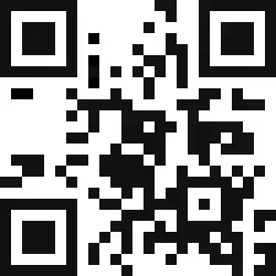 black-and-white QR code with some missing pixels placed