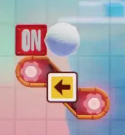 Switch with a snowball on a sloped switchable conveyor leading up to it.