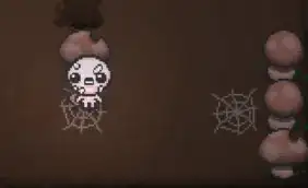 GIF of isaac flashing white on spiderwebs