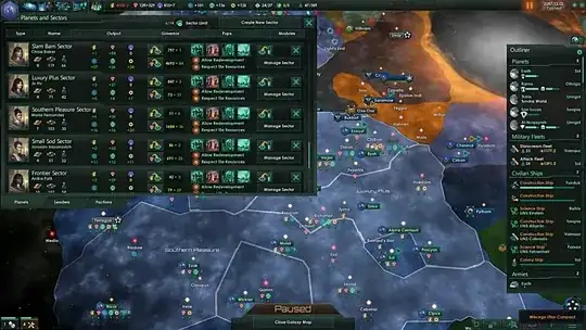 old interface with "Create new Sector" button