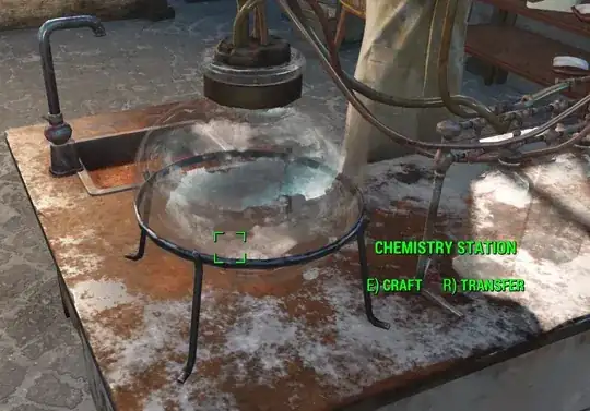 Fallout 4 chemistry station, zoomed in on the Florence flask