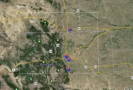 Map highlighting North-Central Colorado and South-Eastern Wyoming