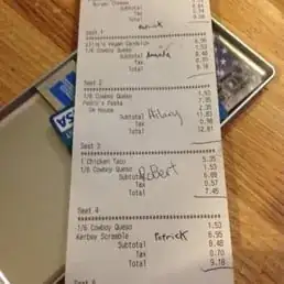Kerbey Lane Receipt with separate seats