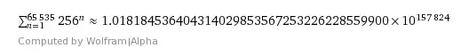 Wolfram Alpha Calculation = 1 x 10^157824