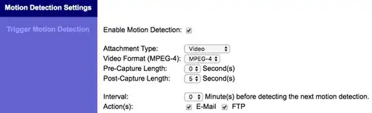 Linksys WVC54GCA, image admin configuration page, Motion Detection Settings, Trigger Motion Detection