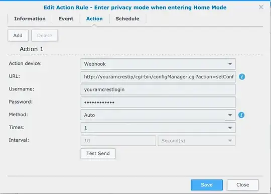 Webhook settings for Amcrest API