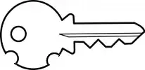 Image of a key with notches filed into the large turning area
