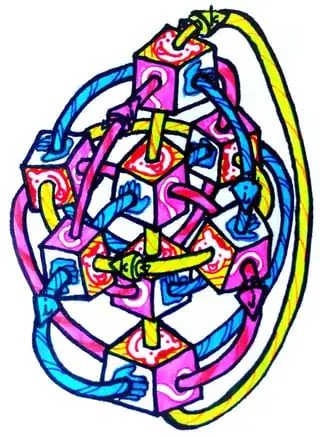 Decoration scheme showing Q8 acting on the hypercube of monkeys