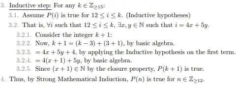 Screenshot of inductive step
