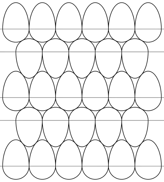 Stacks of eggs: up, down, up, down, etc.