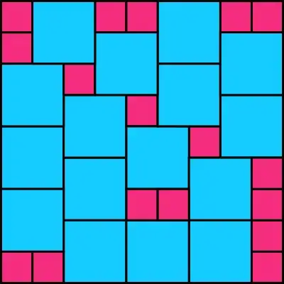 Tiling of a odd square with square tetrominoes and monominoes.