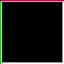 Black square with top border red and left border green, and the other borders white