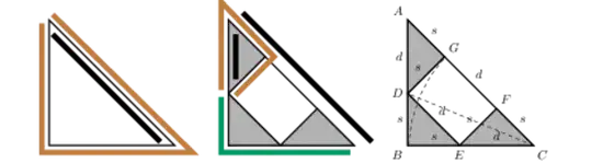 Three isosceles right triangle figures