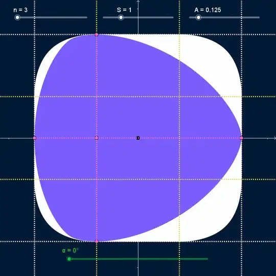 Three-sided curve rotating inside a square.