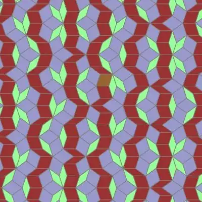 A Penrose tiling with several roughly vertical ribbons marked