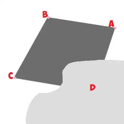 visible vertices A,B,C; supposed square in gray