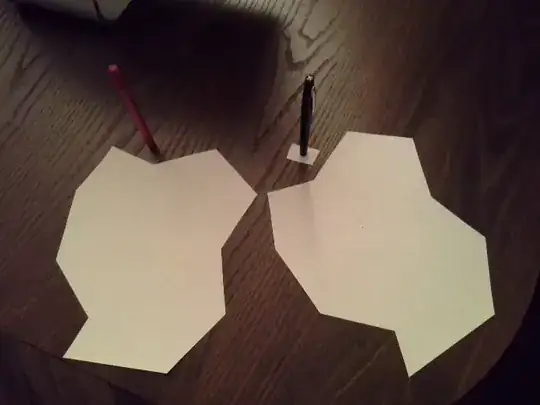 The image shows two irregular shapes which will be subject to projective distortions