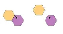 Adjacent (left) and almost adjacent (right) hexagonal tiles