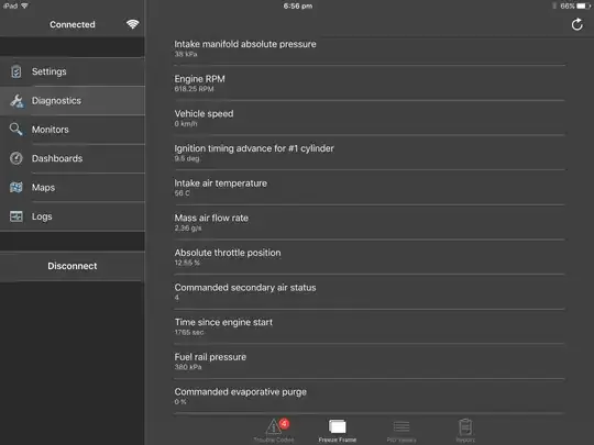 Freeze frame for P0171 - 2
