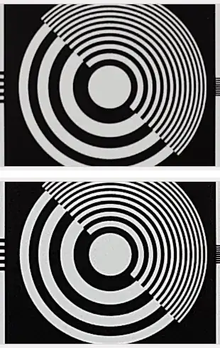Concentric circles in the middle of the ISO 12233 test chart