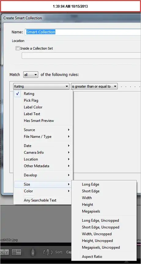 LightRoom 5 supports image size searches