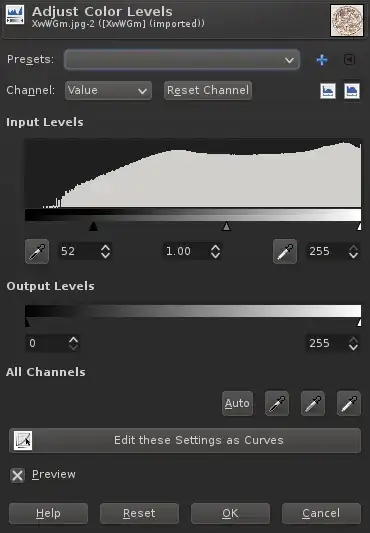 screenshot of levels dialog