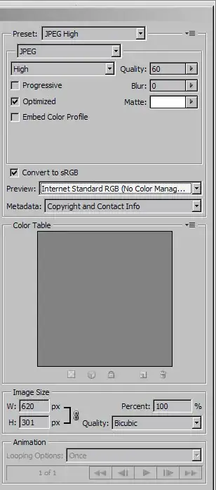 Photoshop Save for Web and Devices Settings