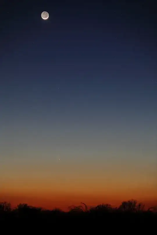Moon and Comet at twilight