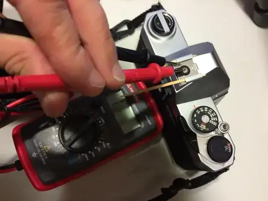 Pentax K1000 hot shoe contact closure test setup