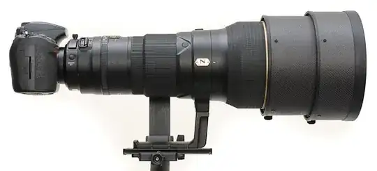 Nikon 400mm f/2.8 VR II mounted on gimbal head