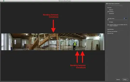 screenshot of panorama tool in photoshop showing the banding issue