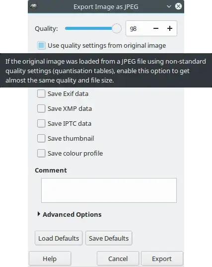 Use quality settings from original image