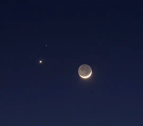 Image of moon, with Venus and Mars