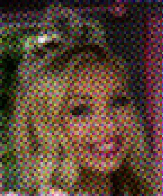 Colour halftone image which has been pixelated
