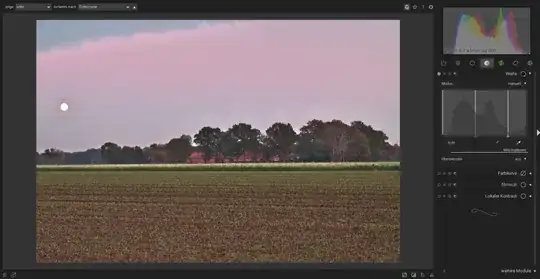 Histogram in darktable after adjustment