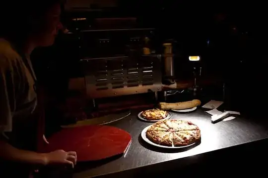 Image showing how the pizza is illuminated but the room remains underexposed