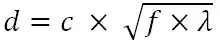 d = c × √(f × λ)