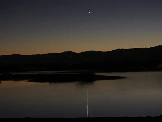 Venus and Jupiter reflected off a lake (photo by Phil Plate, CC-By-SA 2.0)