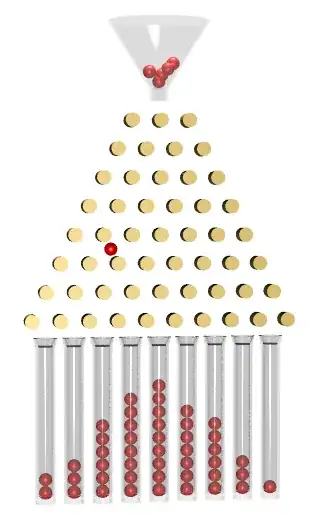 Drawing of a Galton board