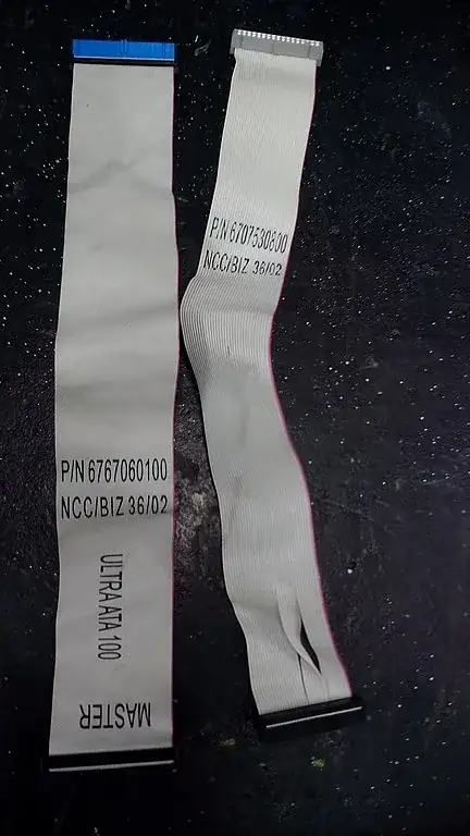 an IDE cable and a floppy cable