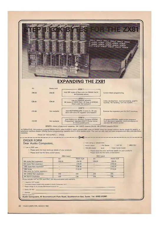 Audio Computers advert in Your Computer 1982/03 Audio Computers advert in Your Computer 1982/03