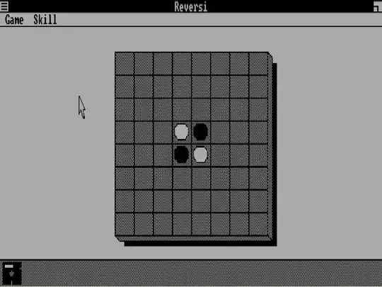 Reversi in 640×200 mode on CGA Reversi in 640×200 mode on CGA