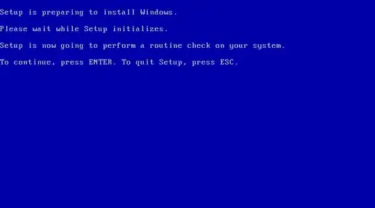 Screenshot of the DOS phase of Windows 98 setup