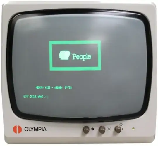 Olympia People computer at boot screen