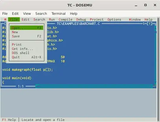 DOSEMU running Turbo C++ in GNOME Terminal