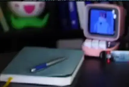 pink CRT monitor