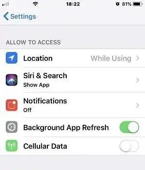 iPhone App Settings