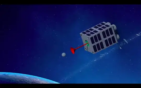 Screenshot from https://vimeo.com/536547567 showing an NaK droplet being mechanically deorbited by first capturing it then pushing it retrograde.